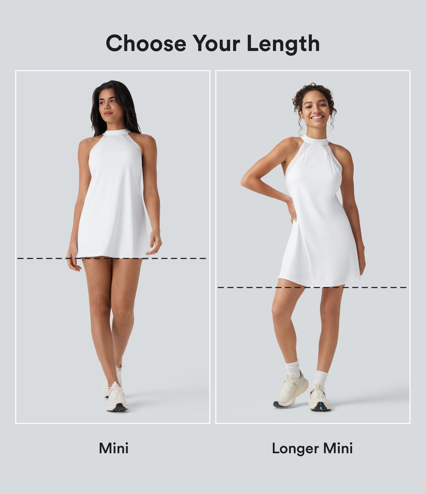 Robe-short mini SoftlyZero™ Airy effet frais InstantCool pour le yoga longueur allongée avec dos noué, coussinets amovibles, poche et protection solaire UPF50+