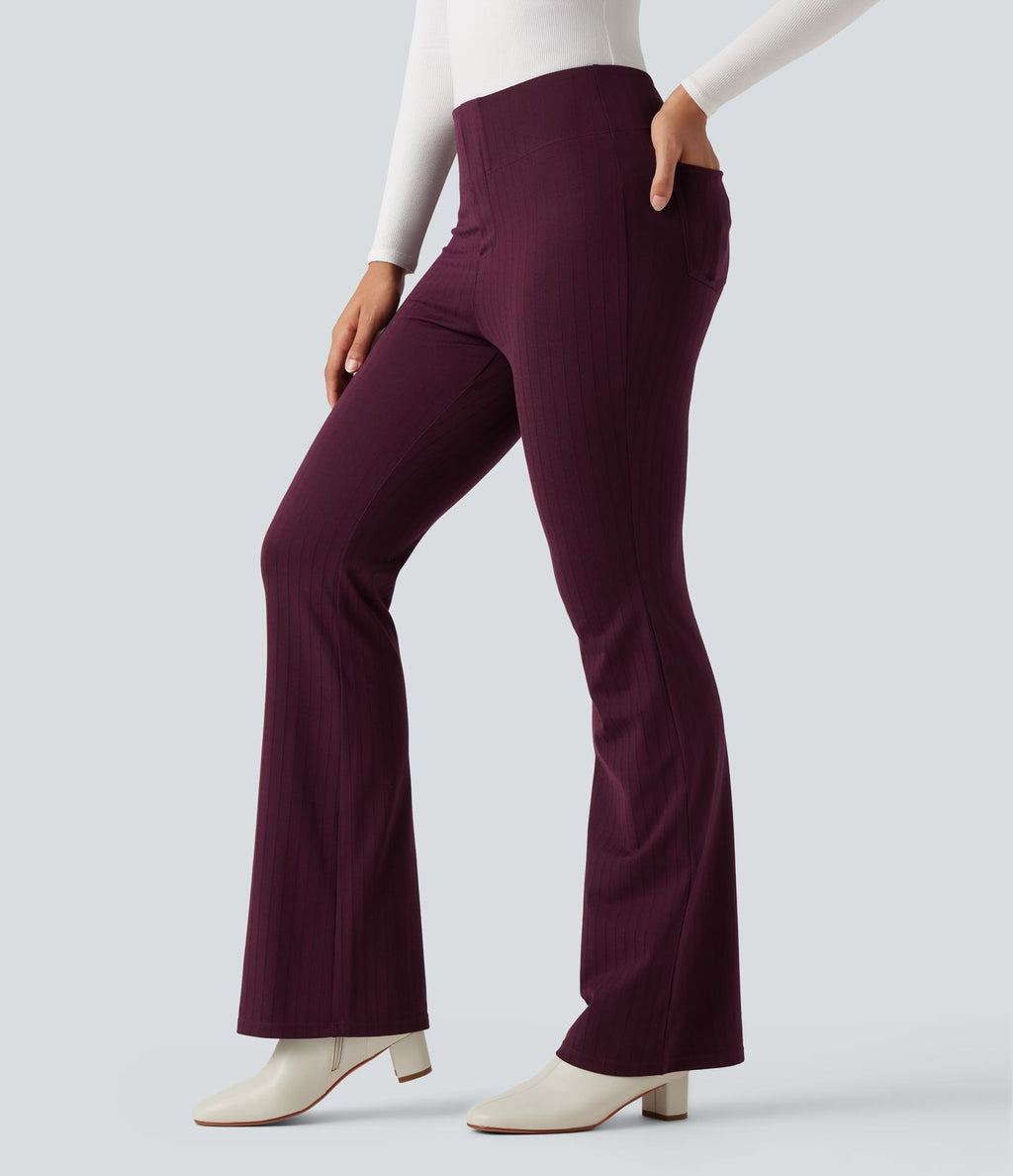 Halara Flex™ Pantalon tailleur évasé à rayures taille haute avec poches