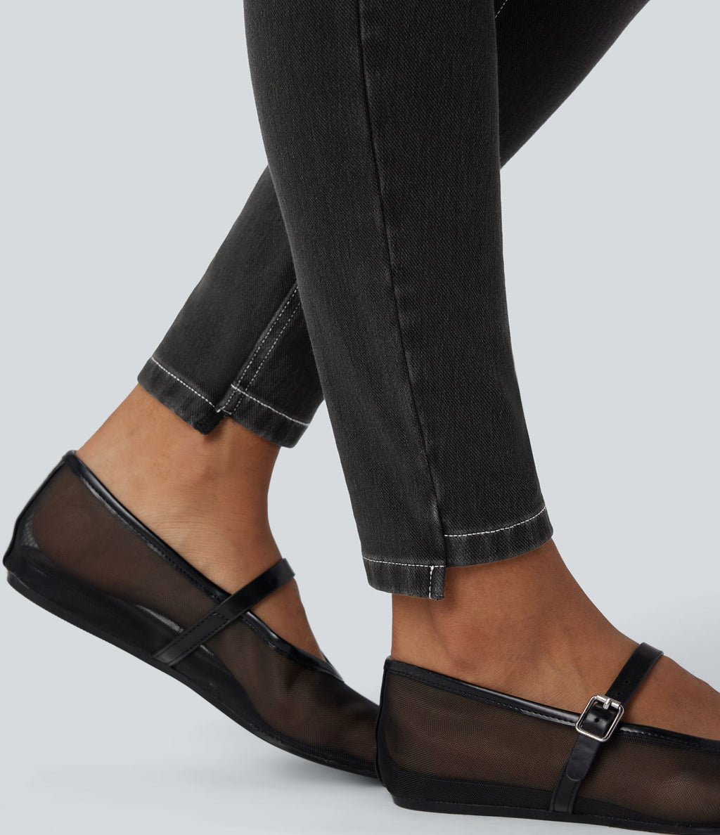 Jean skinny 7/8 décontracté taille basse Halara Flex™ avec poches