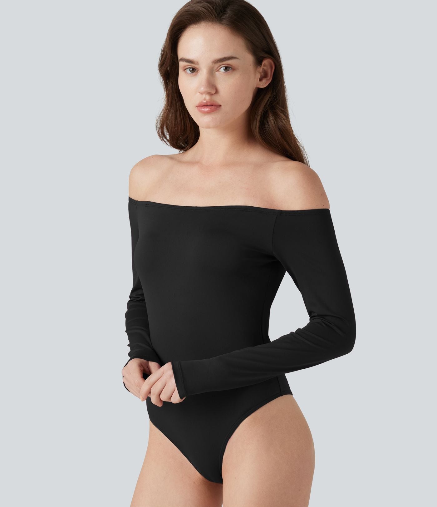 Body casual épaules dénudées à manches longues avec bretelles amovibles et brassière intégrée