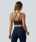 Brassière de sport yoga OneForm sans couture Flow maintien léger col V dos croisé ouvert avec soutien-gorge intégré, coupe cropped