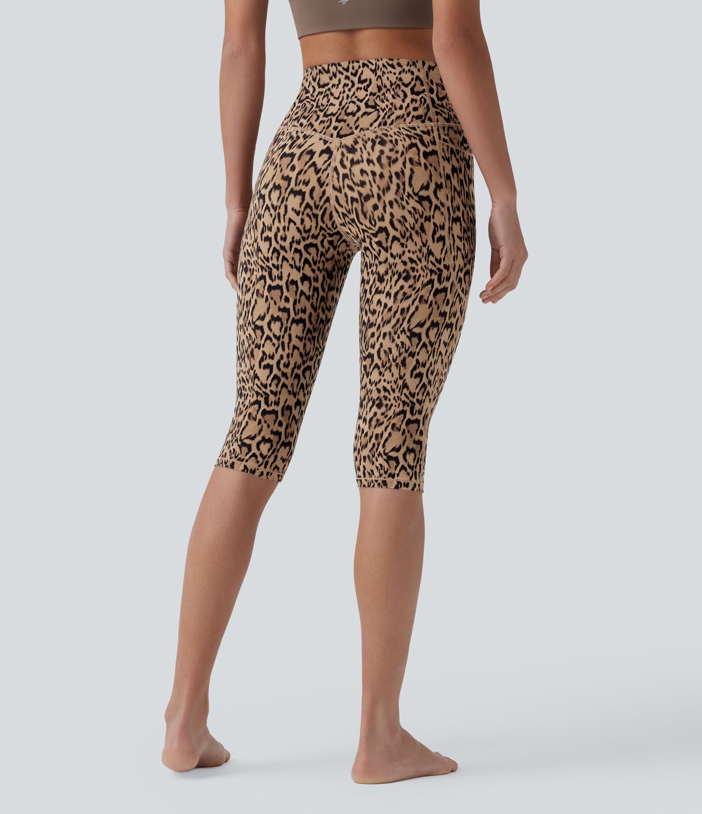 Legging 3/4 de yoga taille haute gainant imprimé léopard Halara UltraSculpt™ avec poches