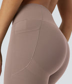 Halara UltraSculpt™ Legging Yoga 7/8 à Taille Haute Croisée avec Contrôle du Ventre et Push-up Toucher Frais Poches Latérales