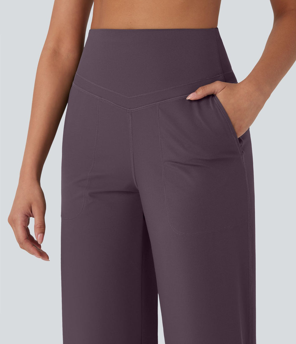 Pantalon de yoga droit gainant taille haute avec poches Halara UltraSculpt™