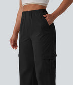 Pantalon décontracté coupe droite taille mi-haute avec poches