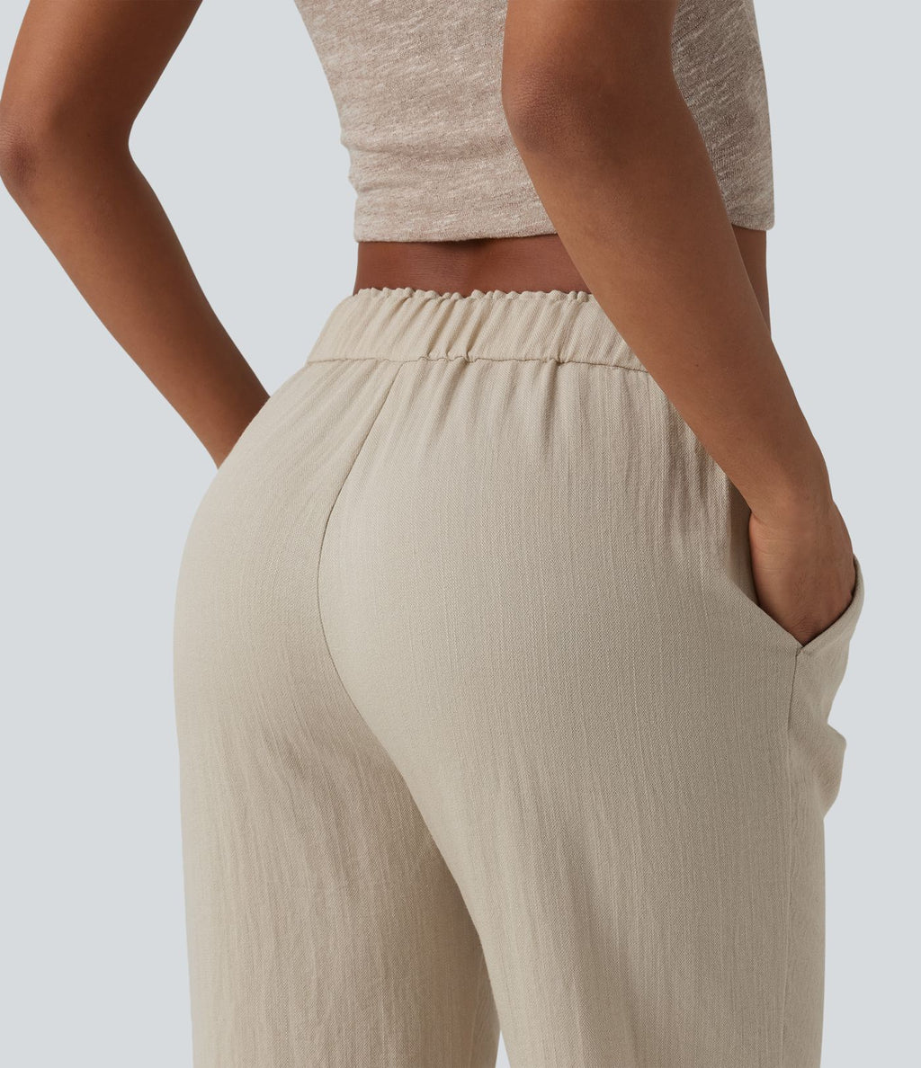 Jogging fuselé taille mi-haute à cordon avec poches