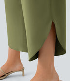 Breezeful™ Pantalon Fluide Vacances Séchage Rapide Taille Haute Croisée Poches Latérales Plissées Fente