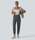 Jogging casual fuselé taille mi-haute avec poches
