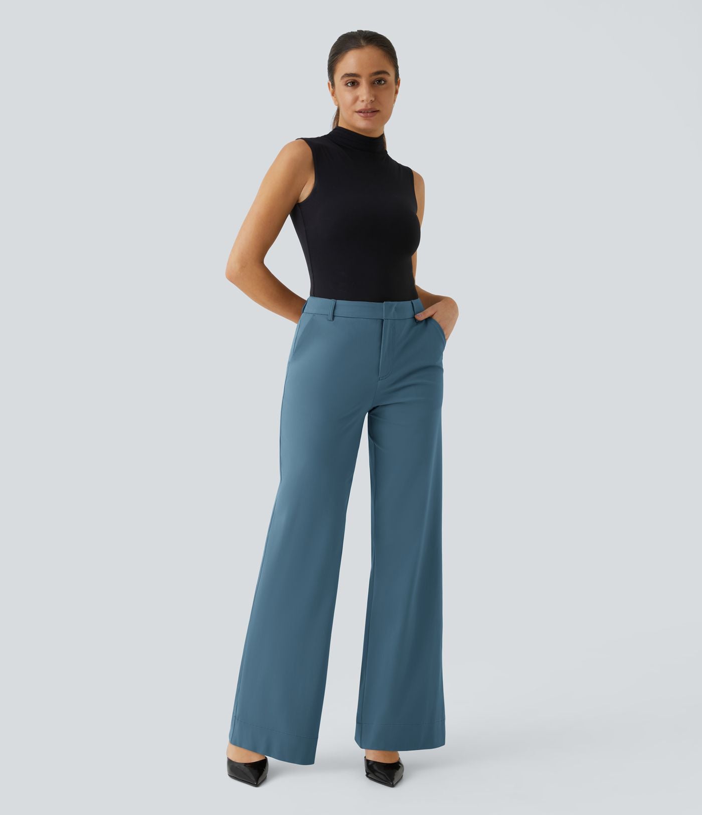 Pantalon de travail Halara Flex™ droit, taille mi-haute, avec poches