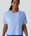 Haut de sport yoga col rond manches chauve-souris décontracté effet frais InstantCool séchage rapide, protection solaire UPF50+