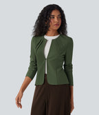 Blazer de travail col rond à agrafes