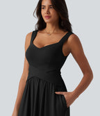 Robe longue fluide sans manches avec brassière intégrée (Bonnets E-G) et poches