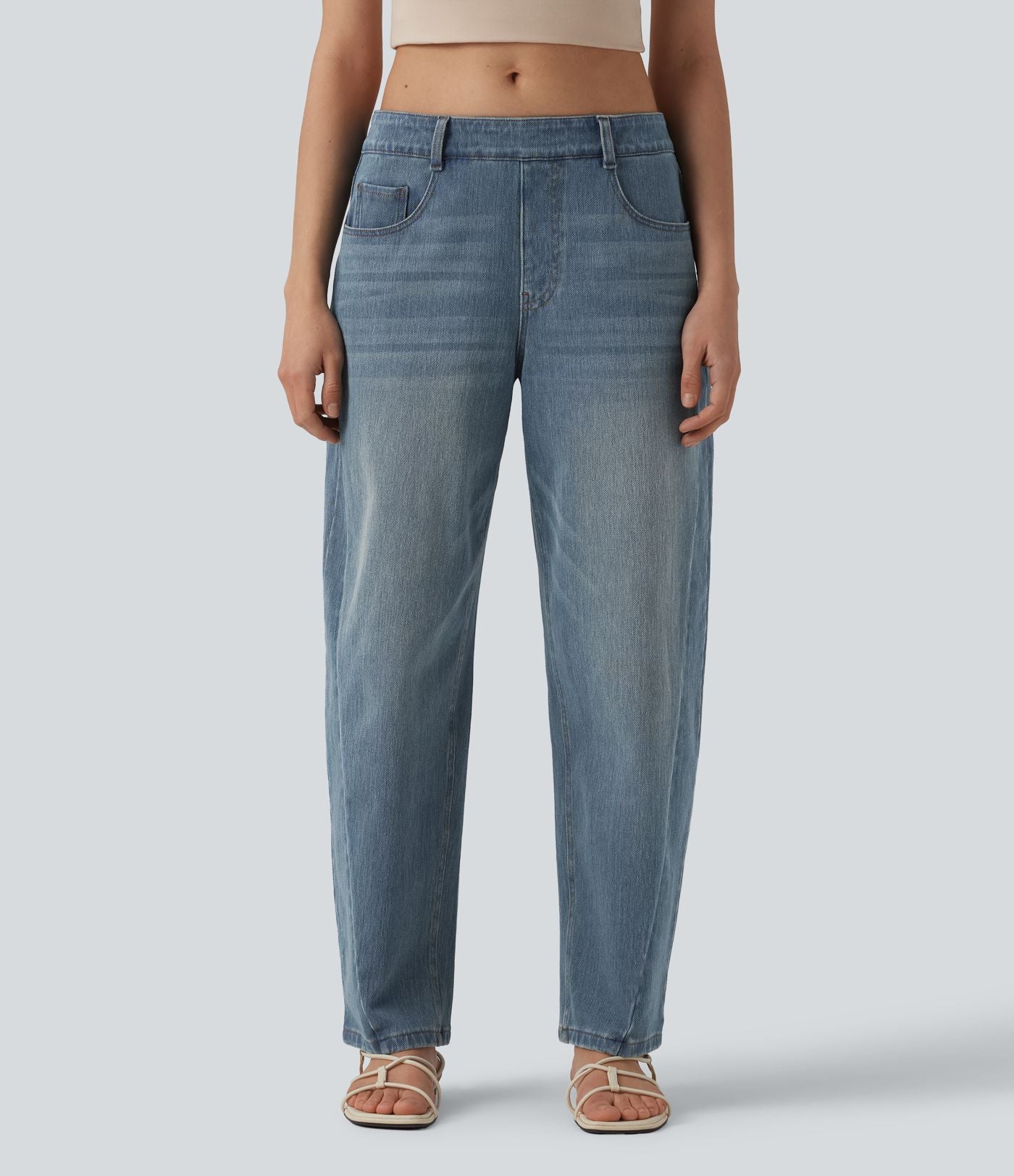 Jean Barrel 7/8 Halara Flex™ casual taille basse jambes tonneau avec poches