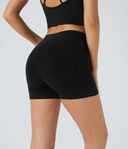 Halara Flex™ Shorts 7,5cm Casual en Denim Tricot Extensible Taille Haute Avec Poches Latérales Arrière