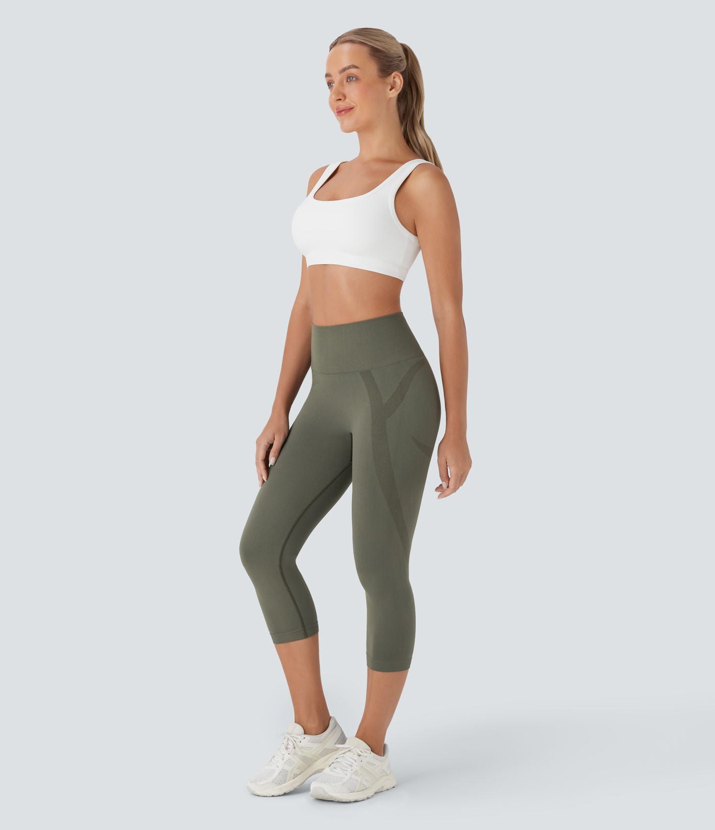 Legging capri yoga taille haute froncé sans couture OneForm Seamless Flow