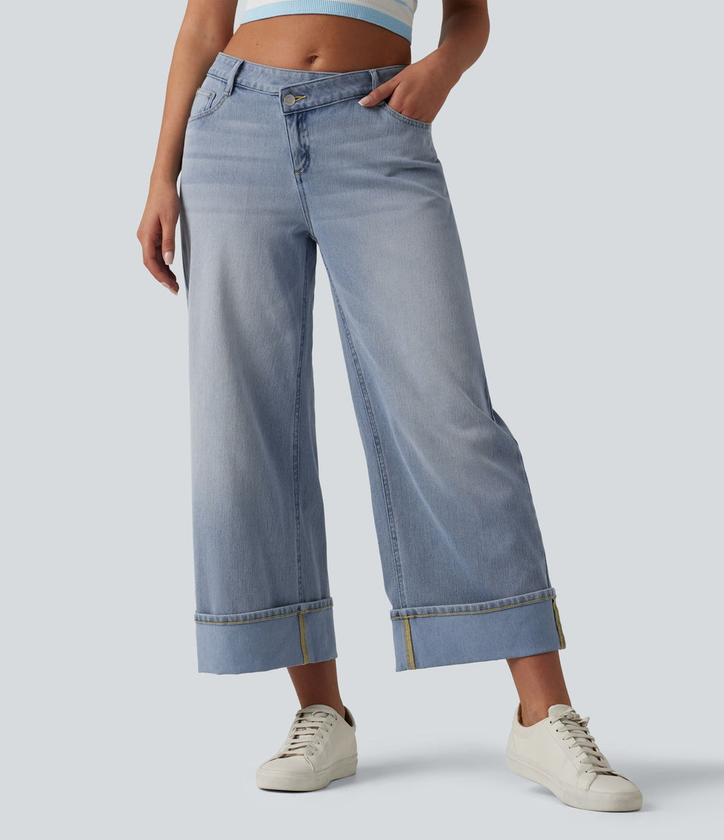 Jean large Halara Flex™ taille mi-haute asymétrique avec ourlet retroussé et poches