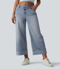 Jean large Halara Flex™ taille mi-haute asymétrique avec ourlet retroussé et poches