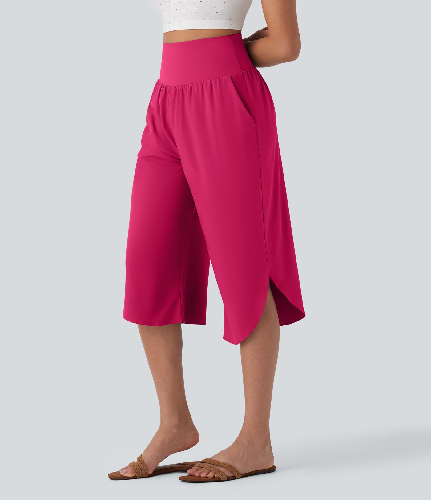 Pantalon corsaire gainant taille haute à ourlet asymétrique et séchage rapide avec poches Breezeful™