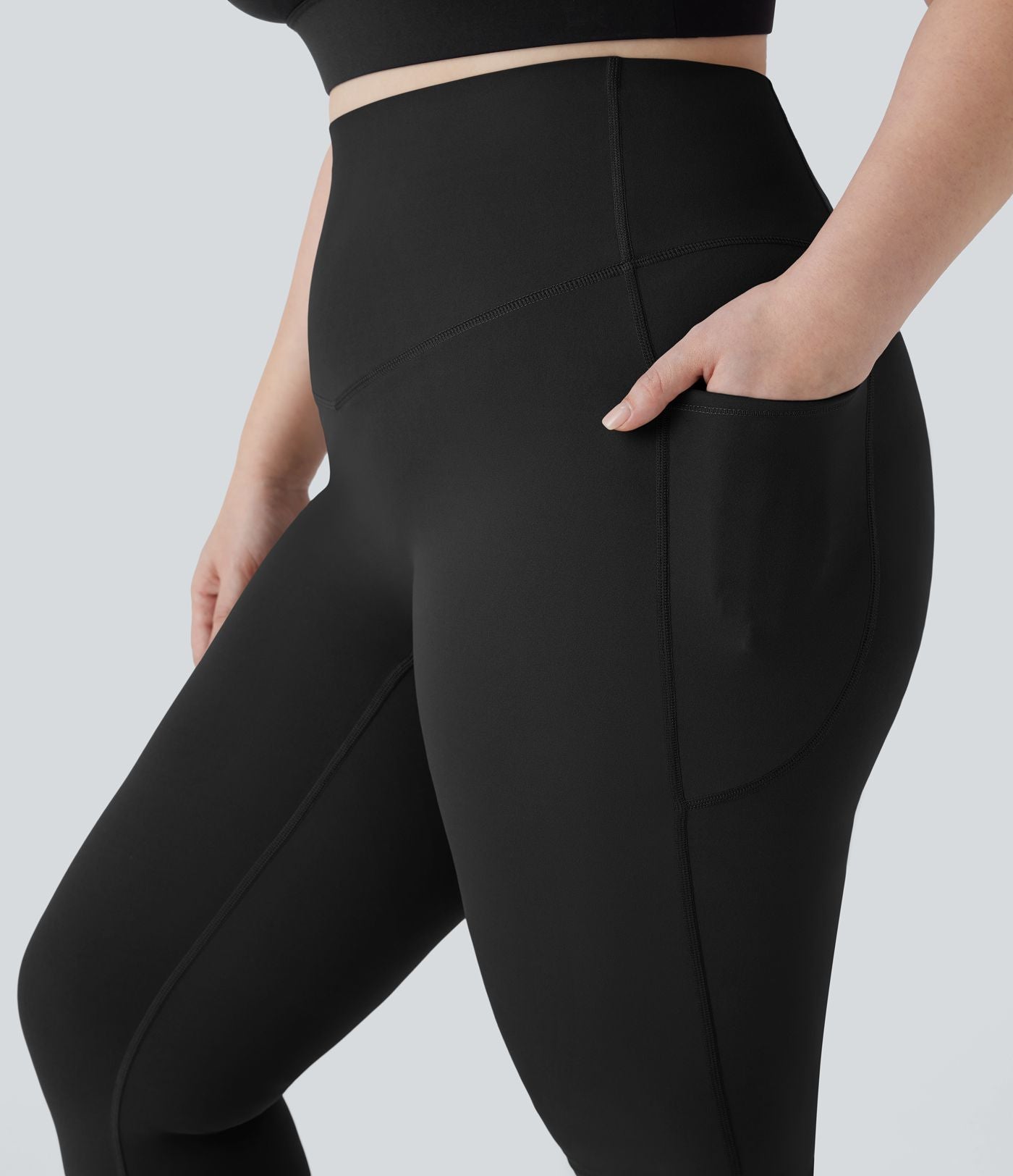 Pantalon de yoga à coupe bootcut gainant taille haute grande taille avec poches Halara UltraSculpt™