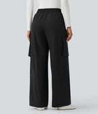 Pantalon voyage taille haute jambe large avec poches