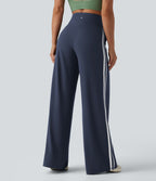 Pantalon ample yoga Halara UltraSculpt™ taille haute gainant à rayures color block avec poches