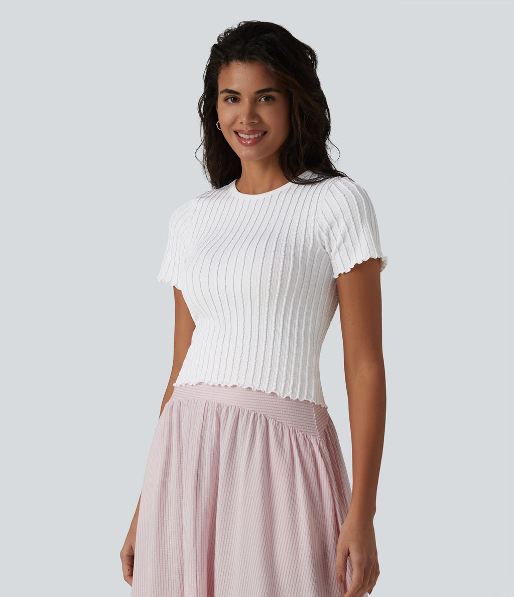 T-shirt crop décontracté OneForm Seamless Flow col rond manches courtes