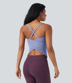 Débardeur de yoga col rond dos croisé à ourlet croisé