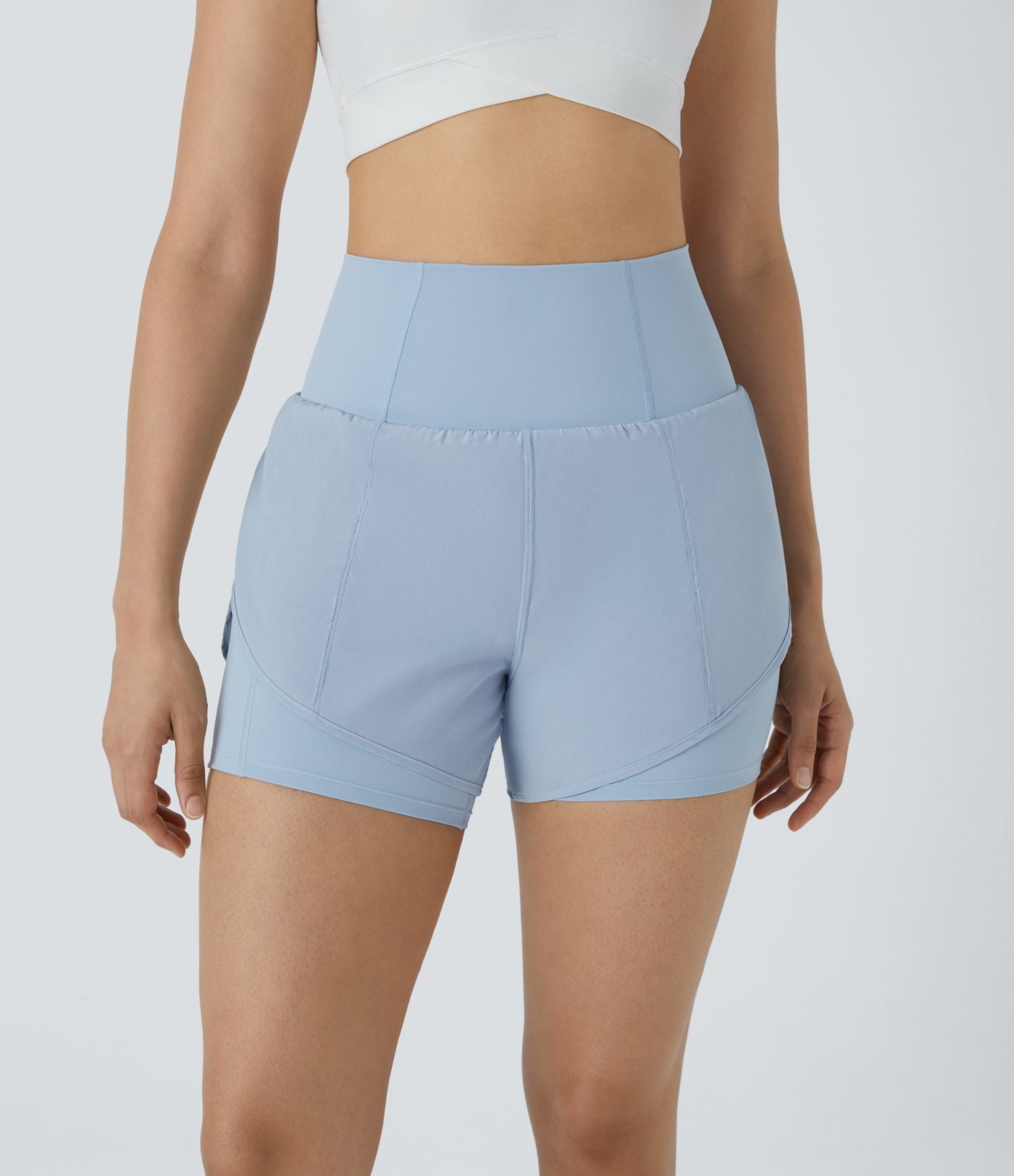 Breezeful™ Short 8,8cm Yoga Séchage Rapide 2 en 1 Taille Super Haute Ourlet Courbé Poches Latérales