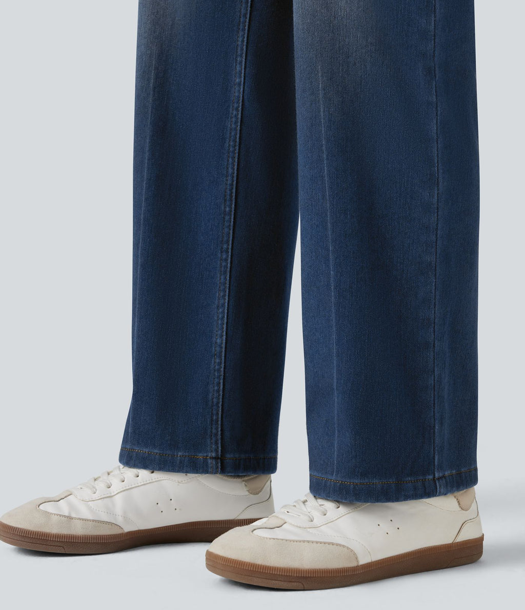Jean droit Halara Flex™ Denim Heat casual molleton taille haute avec poches