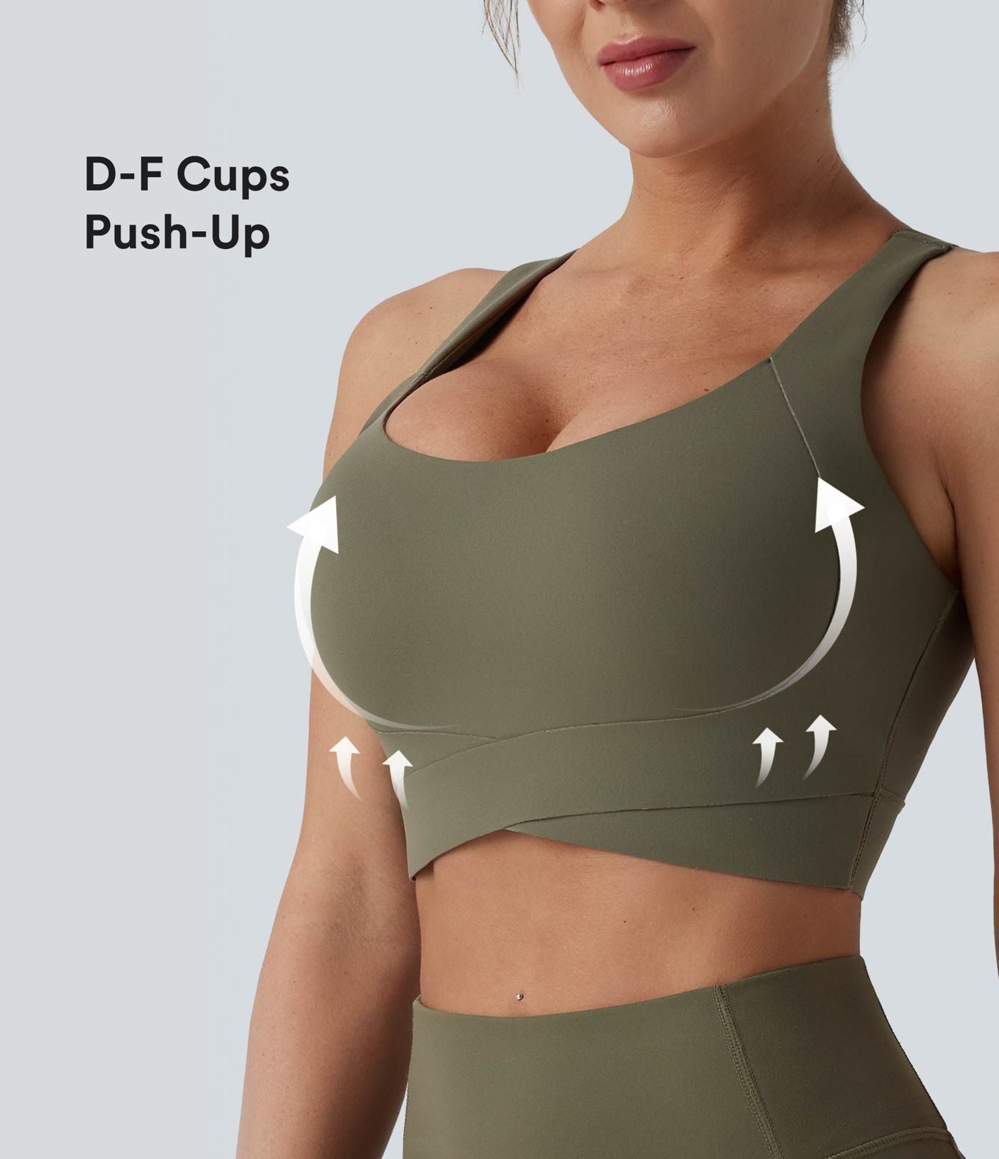 Brassière de sport push-up maintien moyen bretelles croisées ajustables Halara UltraSculpt™ bonnets E-G