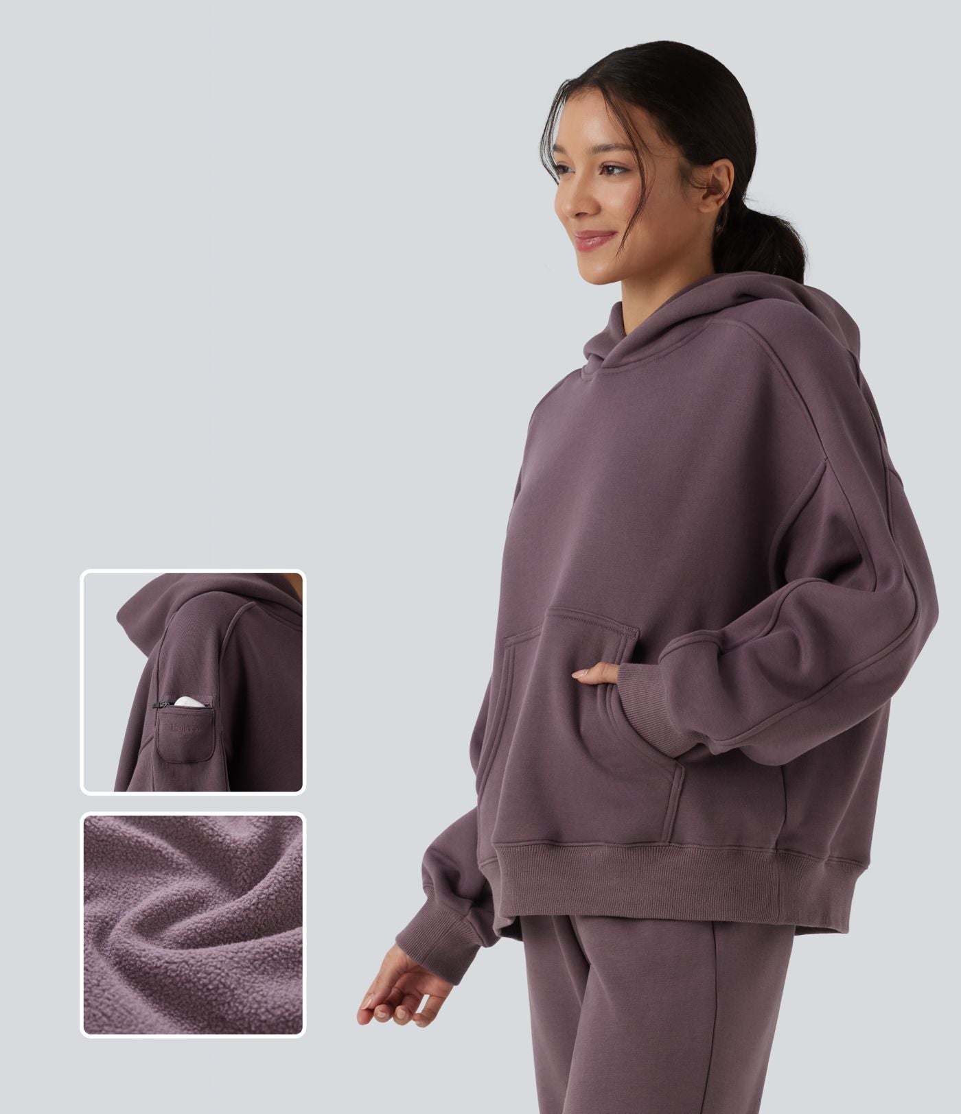 Sweat-shirt de sport casual oversize en molleton à capuche et manches longues avec poches
