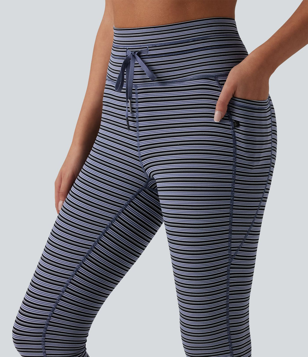 Halara UltraSculpt™ Legging de yoga taille haute jacquard à rayures avec cordon de serrage et poches