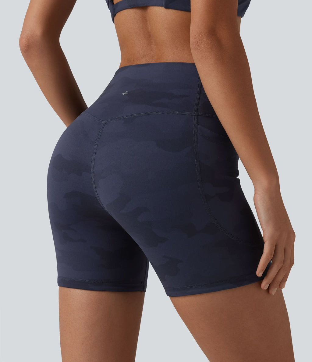 Short cycliste Halara UltraSculpt™ imprimé camouflage taille haute gainant 12,5 cm avec poches