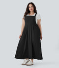 Robe chasuble décontractée grande taille mi-longue fluide à séchage rapide Breezeful™ avec bretelles ajustables boutons et poches