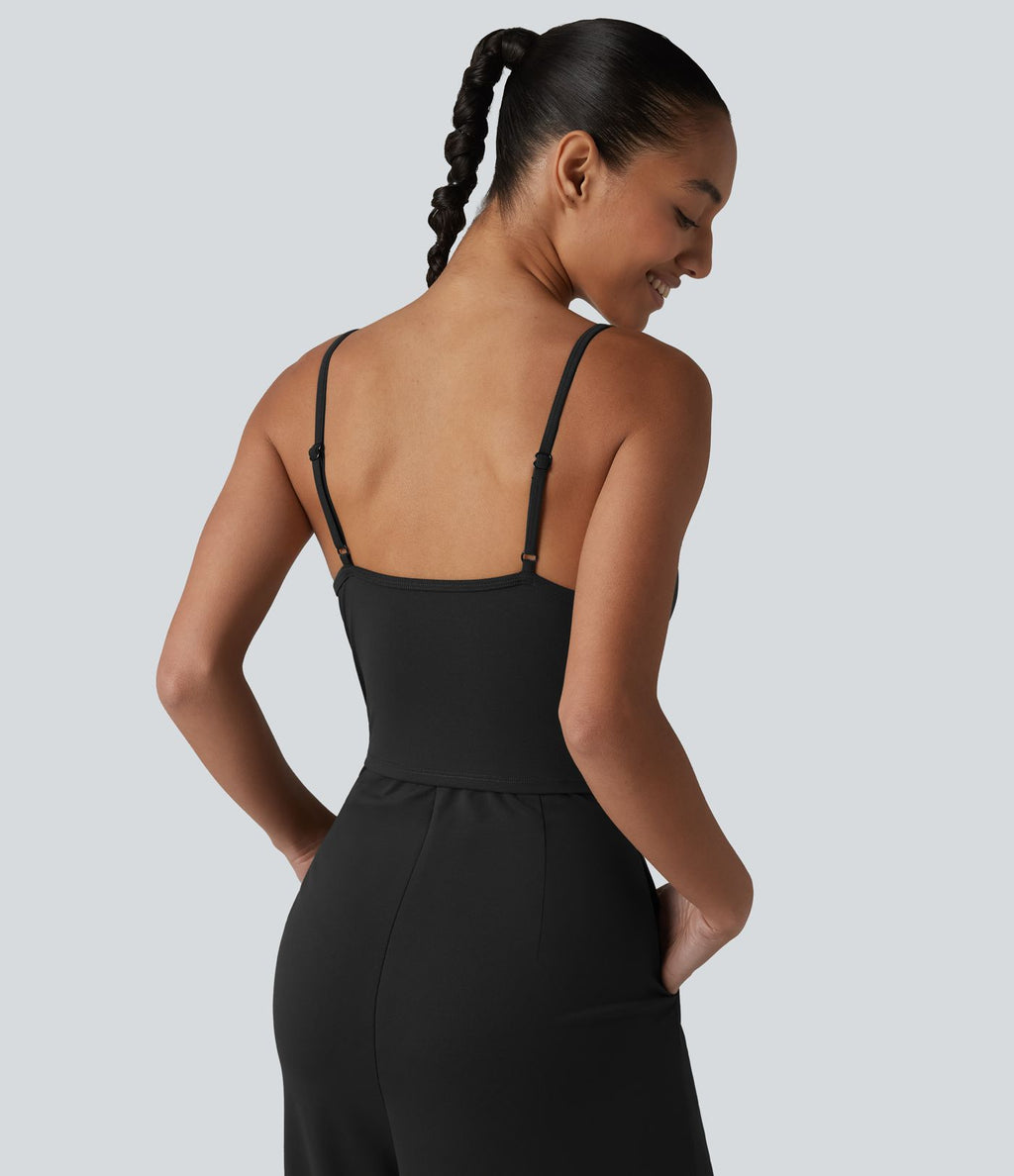 Combinaison décontractée à col en V avec soutien-gorge intégré et poches - Easy Peasy