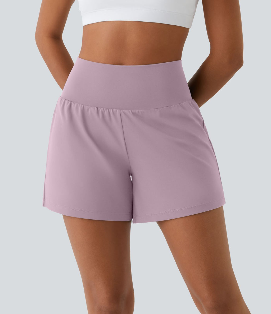 Short yoga 2-en-1 SoftlyZero™ Airy effet frais InstantCool taille très haute 12,5 cm avec poches, longueur allongée