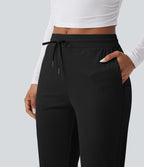 Pantalon de golf fuselé, taille mi-haute, cordon, ourlet courbé, séchage rapide, avec poches—UPF40+