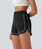 Short de yoga ample taille haute colorblock à bande latérale 7,5 cm avec poches