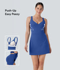 Robe active de yoga 2-en-1 Softlyzero™ Plush avec bretelles ajustables, armatures push-up, dos nu et poches-Easy Peasy