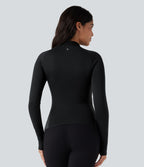 Haut de sport yoga demi-zip à manches longues avec passants pouces sans couture OneForm Seamless Flow