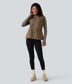 Veste polaire PuffFlex 3-en-1 à col montant et manches longues avec passe-pouces et gilet matelassé avec poches