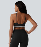 Brassière de sport SoftlyZero™ Plush à maintien léger, dos croisé ouvert, rayures color block et soutien intégré
