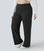 Pantalon coupe droite grande taille taille haute DayStretch avec poches