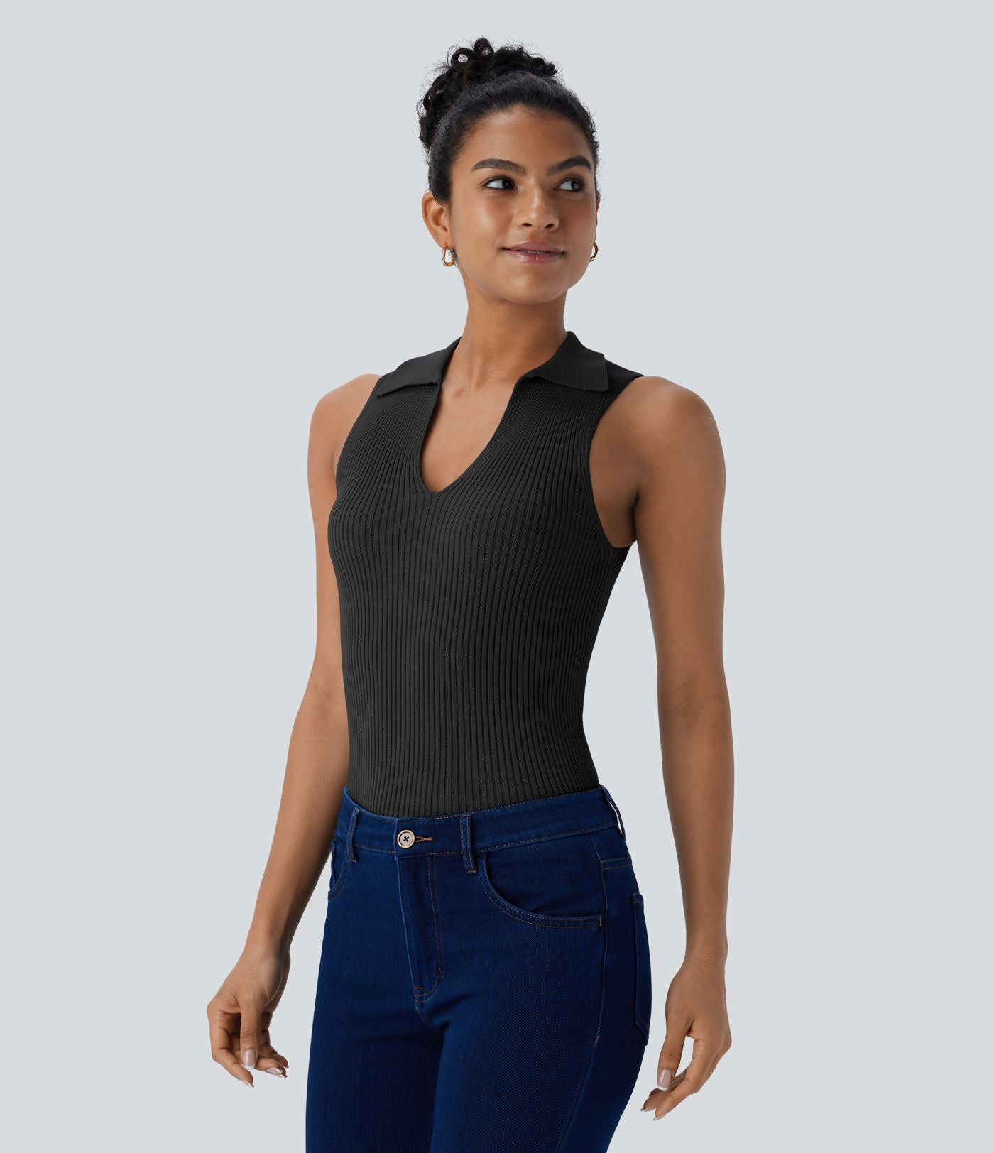 Pull décontracté sans manches à col V