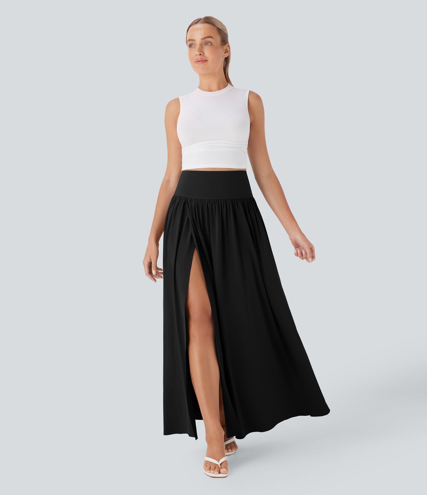Jupe maxi fluide 2-en-1 gainante taille haute à séchage rapide Breezeful™