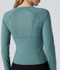 Haut de sport yoga SoftlyZero™ Airy col rond mesh contrastant effet frais InstantCool manches longues avec passe-pouces, protection solaire UPF50+
