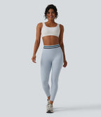 Legging de sport Halara UltraSculpt™ 7/8 gainant taille haute color block à rayures avec poches