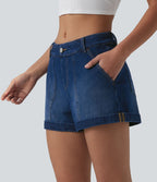 Short en jean Halara Flex™ taille basse décontracté 7,5 cm avec poches
