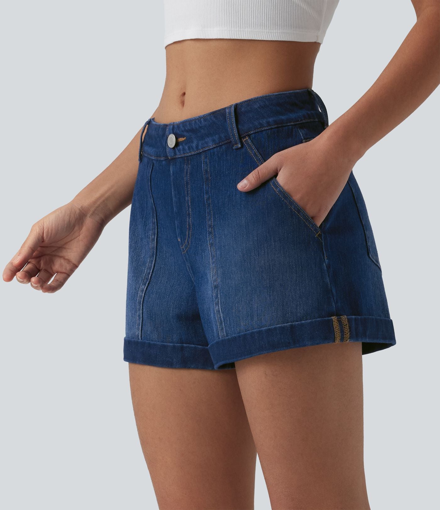 Short en jean Halara Flex™ taille basse décontracté 7,5 cm avec poches