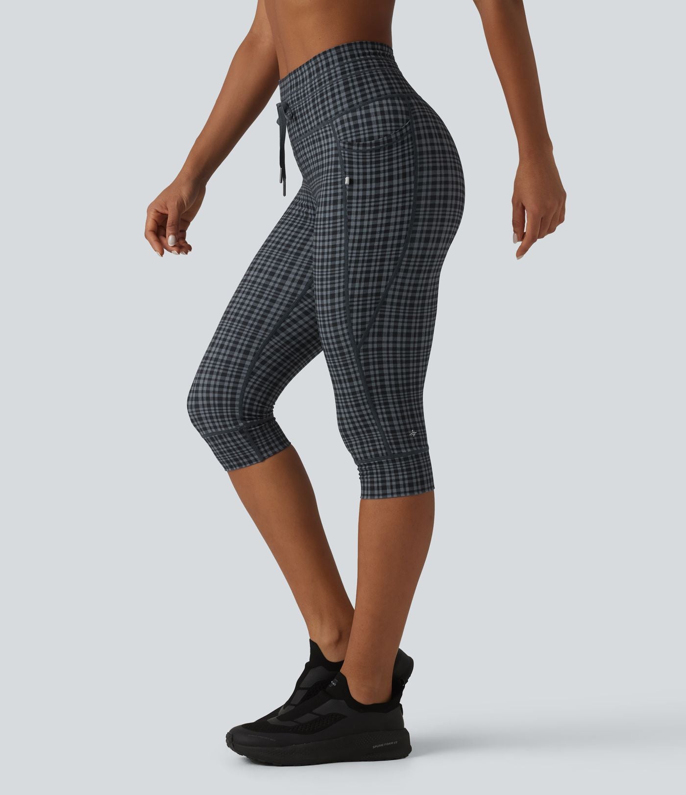 Legging de yoga Halara UltraSculpt™ à carreaux, taille haute, cordon de serrage et poches